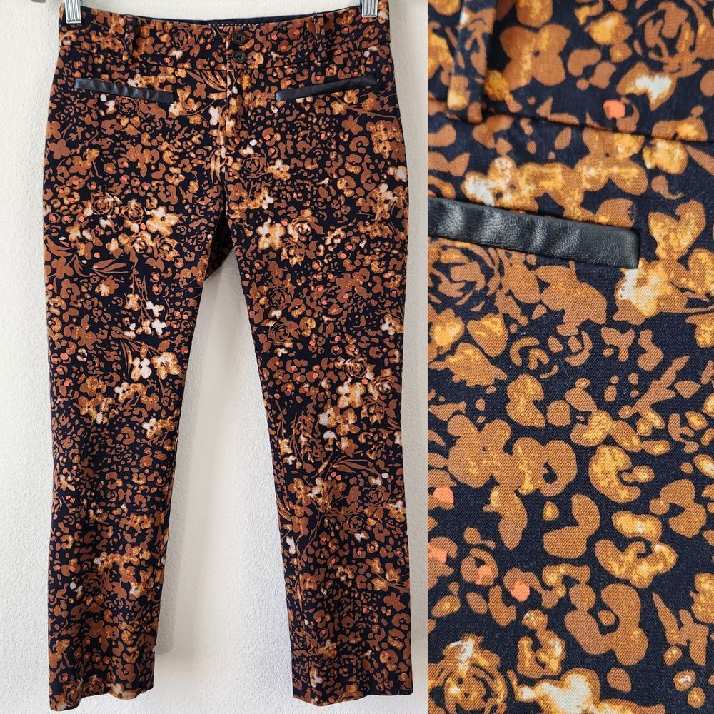 The Essential Slim by Anthropologie Womens Size 4 Fall Floral‎ Capri Chino Pants